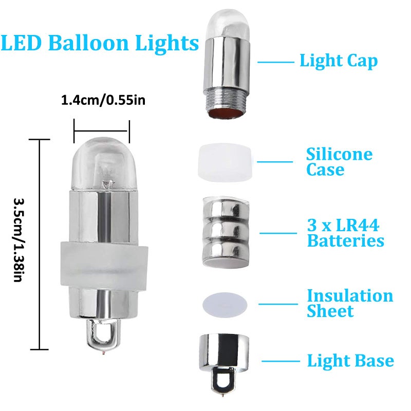 Yizhet 30 Pack LED Party Lights Decoration Light Mini Submersible Waterproof Party Lights for Paper Lantern Balloon Wedding Halloween Christmas Party Festival Decoration String Lights (Cool White) - Image 2